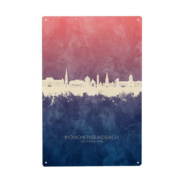 Metall Poster "Mönchengladbach Skyline BlueRose" artboxONE - Städte