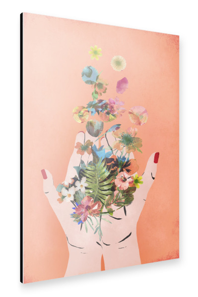 Alu-Dibond "Fridas Hands (Peach Version)" 30x20 cm artboxONE