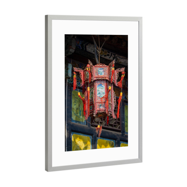 Poster mit Rahmen Silber "Historische Chinesische Laterne" artboxONE - Reise / Asien