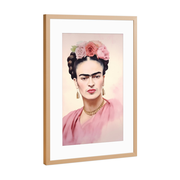 Poster mit Rahmen Kupfer "Frida Pastell rosa" artboxONE - Floral,Abstrakt,Menschen