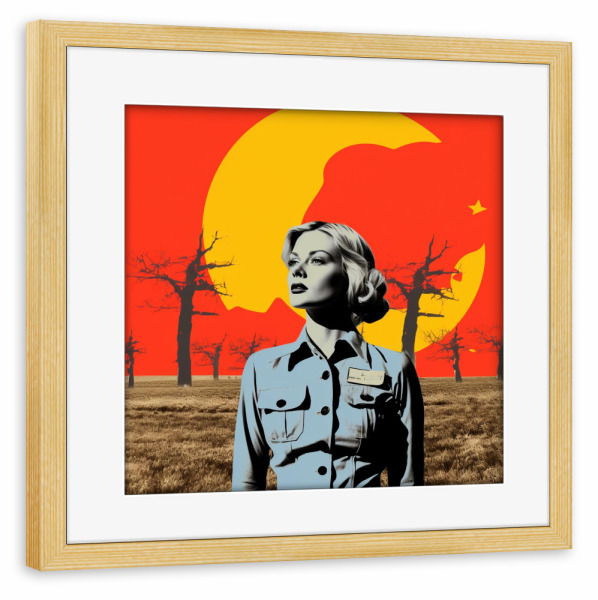 Poster mit Rahmen kiefer "DESSERT WOMAN" artboxONE - Abstrakt,Fashion,Für Mama - Popart,Woman,Yellow,Brown,Art