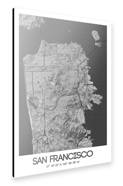 Alu-Dibond "San Francisco Bleistift CityMap" 30x20 cm artboxONE