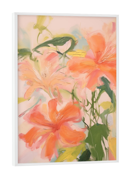 Poster mit weißem Rahmen "Peach Love Flowers" artboxONE - Natur,Floral,Abstrakt
