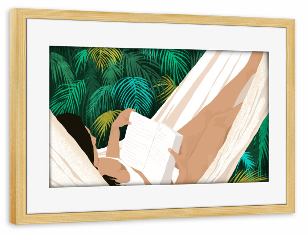 Poster mit Rahmen kiefer "Sommer-Hängematten-Lesung" artboxONE - Menschen,Fashion