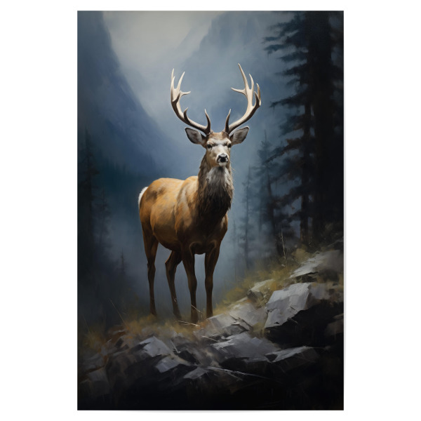 Poster "Hirsch in einem Bergtal" artboxONE - Natur,Tiere