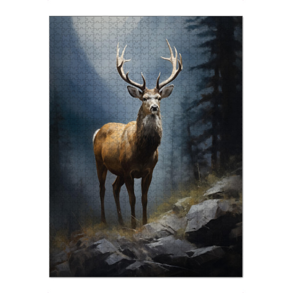 Puzzle Ravensburger "Hirsch in einem Bergtal" artboxONE - Natur,Tiere