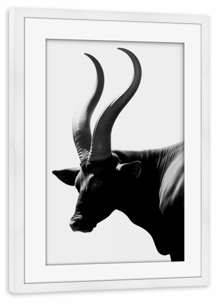 Poster mit Rahmen weiß "Horn minimalistisch" artboxONE - Natur,Tiere