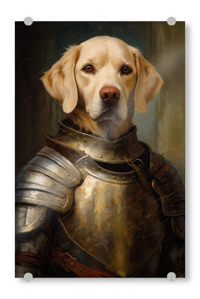 Acrylglasbild "Mittelalterlicher Labrador-Ritter" artboxONE - Tiere,Lustig