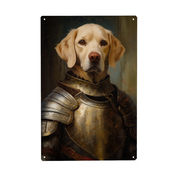 Holzbild "Mittelalterlicher Labrador-Ritter" artboxONE - Tiere,Lustig
