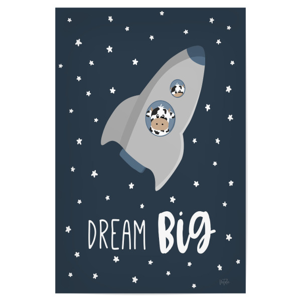 Poster "Kuh im Weltraum I" artboxONE - Typografie,Für Kinder,Tiere,Galaxy - Kühe,Weltraum,Sterne,Kind,Kinder