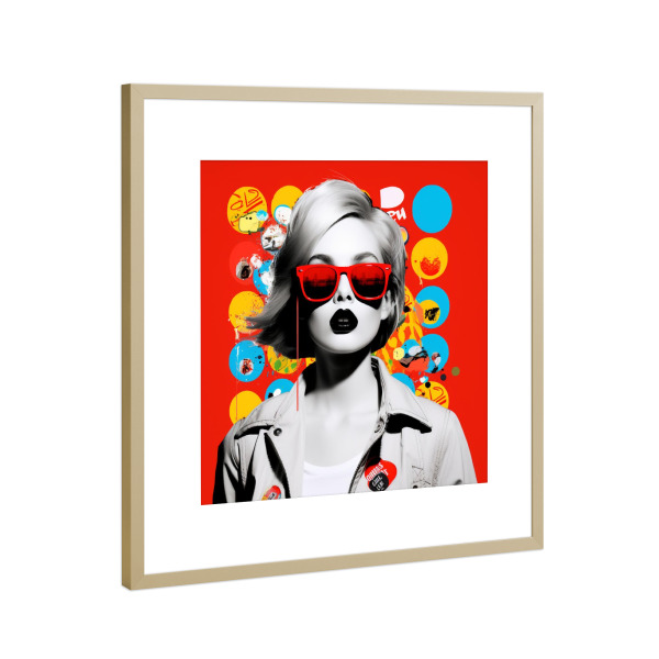 Poster mit Rahmen Gold "ROTE MODE-FRAU" artboxONE - Abstrakt,Menschen,Für Mama - Popart,Kunst,Künstlerisch,Frau,Mode,Schönheit,Mädchen
