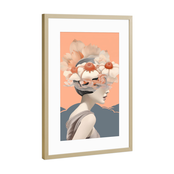 Poster mit Rahmen Gold "Elegant Woman" artboxONE - Floral,Menschen,Fashion