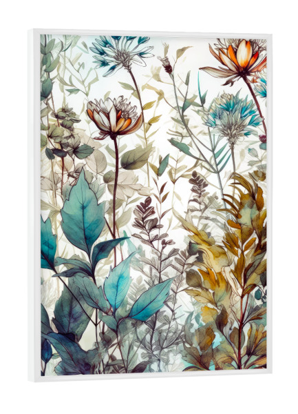 Poster mit weißem Rahmen "Wiese voller Blumen L" artboxONE - Natur,Floral - Wiese,Natur,Blumen,Blumen,Botanische,Blätter,Blatt,Blumen,Kräuter