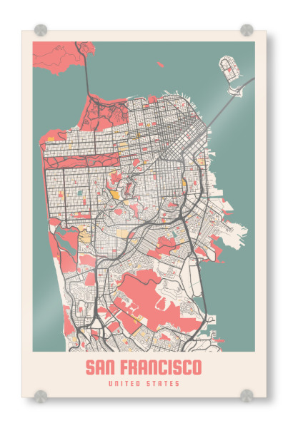 Acrylglasbild "CityMap von San Francisco" artboxONE - Städte / San Francisco,Kartografie
