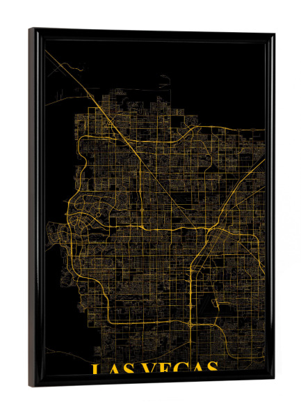 Poster mit schwarzem Rahmen "City Map Las Vegas" artboxONE - Städte / Las Vegas,Kartografie