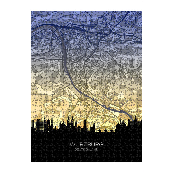 artboxONE Puzzle "Würzburg Skyline Map Dawn" artboxONE - Städte,Kartografie