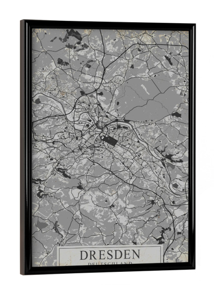 Poster mit schwarzem Rahmen "Vintage Dresdner City" artboxONE - Städte / Dresden,Kartografie