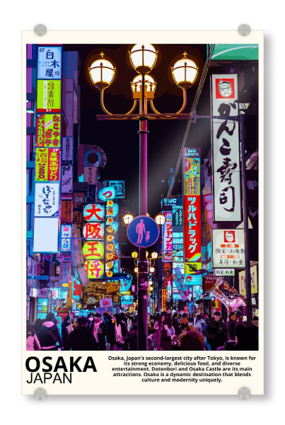 Acrylglasbild "Osaka Japan" artboxONE - Städte - Osaka,Osaka japan,Japan,Asiatisch,Asien,Japanisch,Straße,Neon,Lustig