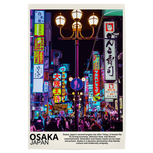 Poster "Osaka Japan" artboxONE - Städte - Osaka,Osaka japan,Japan,Asiatisch,Asien,Japanisch,Straße,Neon,Lustig
