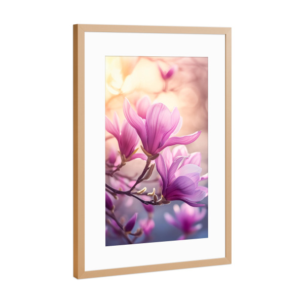 Poster mit Rahmen Kupfer "Sonnenkuss-Magnolie" artboxONE - Natur,Floral,Liebe