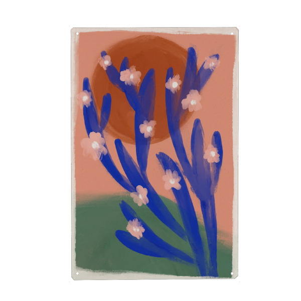 Metall Poster "Blauer Wüsten Kaktus" artboxONE - Floral,Abstrakt,Für Mama