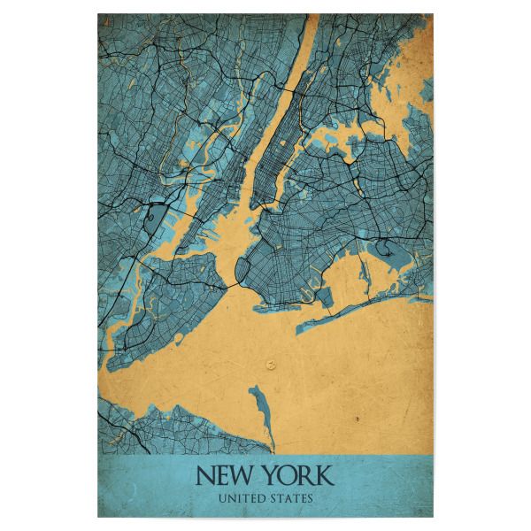 Poster "Vintage Map NYC" artboxONE - Städte / New York,Kartografie