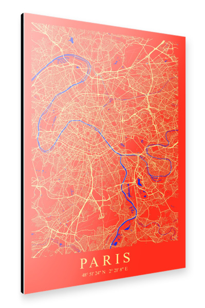 Alu-Dibond "Stadt Paris Karte Map" 30x20 cm artboxONE