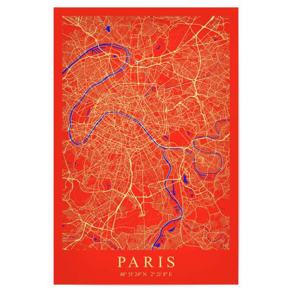 Poster "Stadt Paris Karte Map" artboxONE - Städte / Paris,Kartografie
