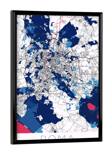 Poster mit schwarzem Rahmen "City Map von Rome" artboxONE - Städte / Rom,Kartografie