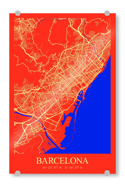 Acrylglasbild "Stadtplan Barcelona City" artboxONE - Städte / Barcelona,Kartografie