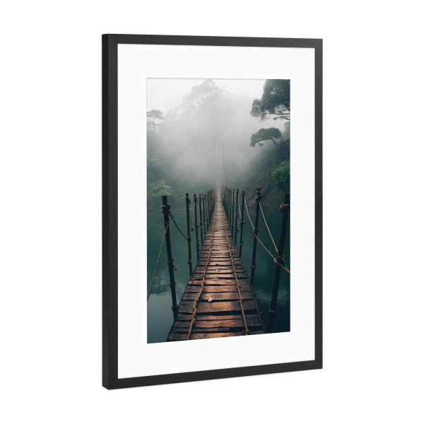 Poster mit Rahmen Schwarz (Metallic) "Regenwald Hängebrücke" artboxONE - Natur,Reise