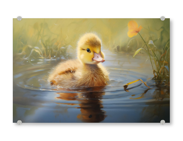 Acrylglasbild "Gemälde eines Entleins" artboxONE - Natur,Tiere - Tier,Kunst,Baby,Groß,Ente,Entlein,Impressionistisch,öl,Malerei,Porträt,Wild,Tierwelt