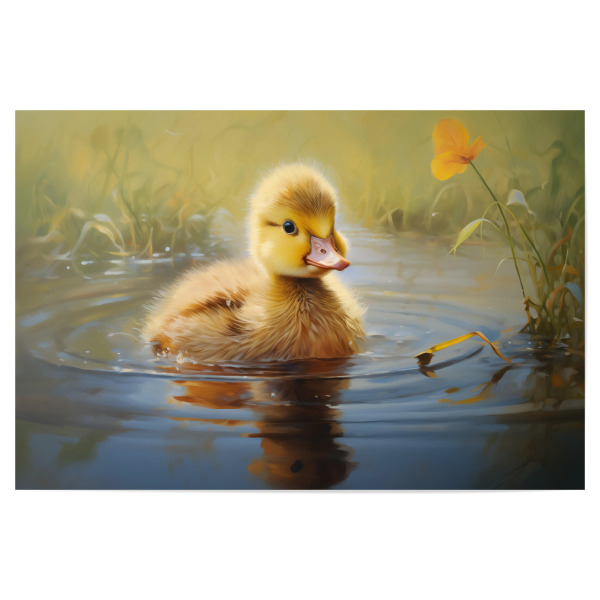 Poster "Gemälde eines Entleins" artboxONE - Natur,Tiere - Tier,Kunst,Baby,Groß,Ente,Entlein,Impressionistisch,öl,Malerei,Porträt,Wild,Tierwelt