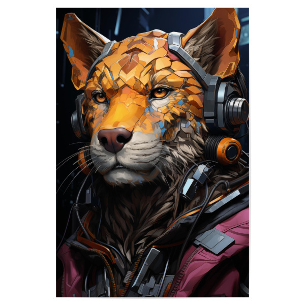 Poster 30x20 cm "Katzenroboter" artboxONE - Tiere,Fiktion - Katze,Tier,Cyberpunk,Surrealistisch