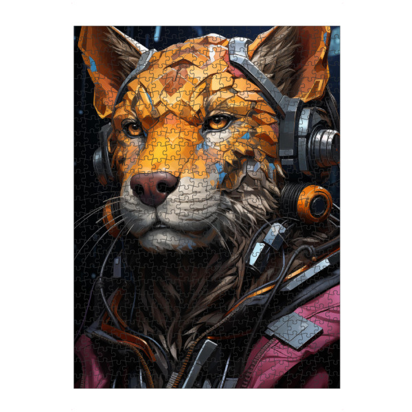 Puzzle Ravensburger "Katzenroboter" artboxONE - Tiere,Fiktion - Katze,Tier,Cyberpunk,Surrealistisch - Bild katze