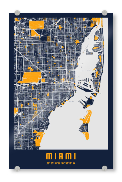 Acrylglasbild "Miami als Stadtplan" artboxONE - Städte / Weitere,Kartografie