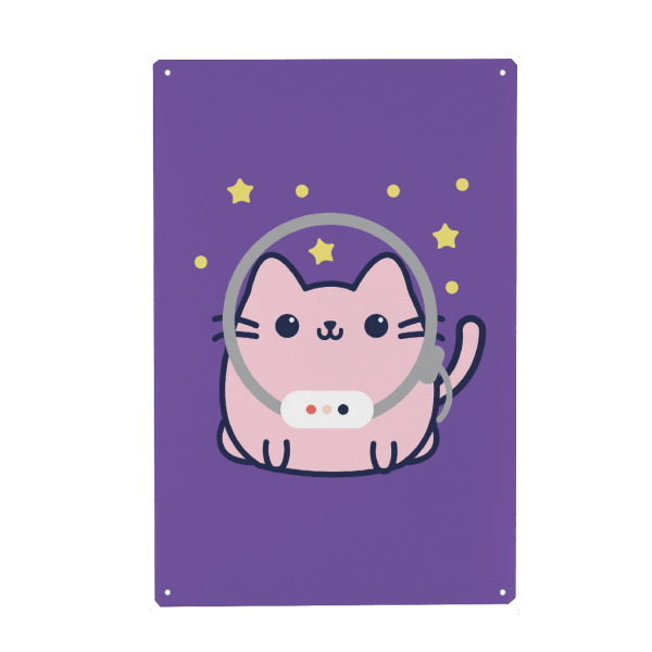 Holzbild "Cute Space Cat Astronaut" artboxONE - Comic,Lustig