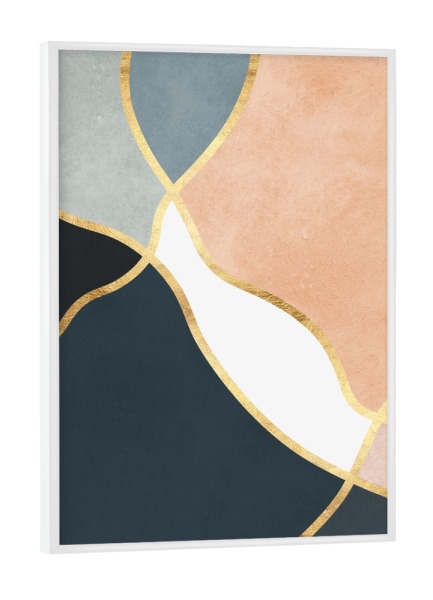 Poster mit weißem Rahmen "Boho mit goldenen Linien C" artboxONE - Abstrakt,Geometrie