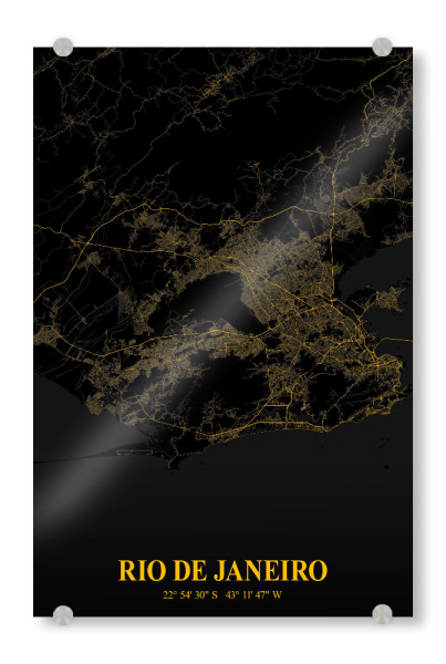 Acrylglasbild "CityMap von Rio de Janeiro" artboxONE - Städte / Rio de Janeiro,Kartografie