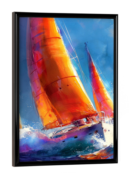 Poster mit schwarzem Rahmen "Yacht-Rennboote I" artboxONE - Sport,Sport / Sommerspiele - Yacht,Rennen,Boote,Sport,Aquarell,Malerei