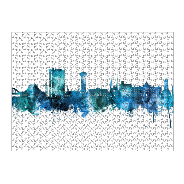 Puzzle Ravensburger "Oberhausen Skyline Blau" artboxONE - Städte - Oberhausen,Deutschland,Deutschland,Skyline,Stadtbild,Stadtbild,Aquarell,Malerei