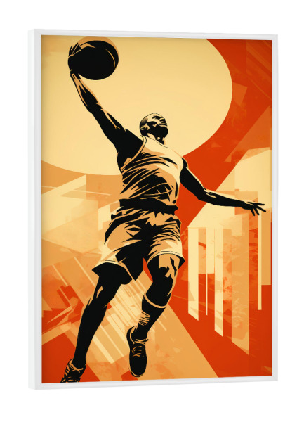 Poster mit weißem Rahmen "Basketball Vintage Retro (matart)" artboxONE - Sport