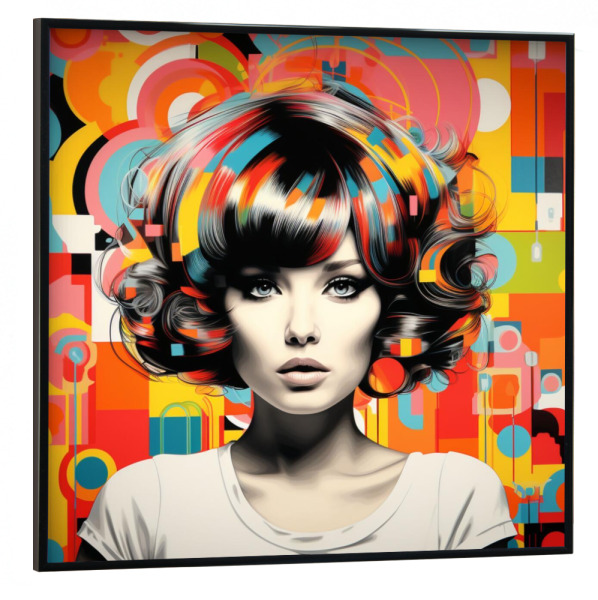 Poster mit schwarzem Rahmen 30x30 cm "MODE RETRO" artboxONE - Geometrie,Fashion,Streetart,Für Mama - Retro,Mode,Frau,Gesicht,Porträt