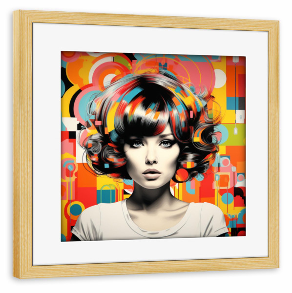 Poster mit Rahmen kiefer "MODE RETRO" artboxONE - Geometrie,Fashion,Streetart,Für Mama - Retro,Mode,Frau,Gesicht,Porträt