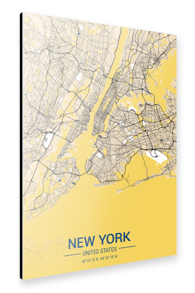 Alu-Dibond "City Map von NYC" 30x20 cm artboxONE