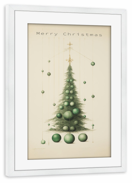 Poster mit Rahmen weiß "Symmetrische WeinachtsbaumKugeln" artboxONE - Abstrakt
