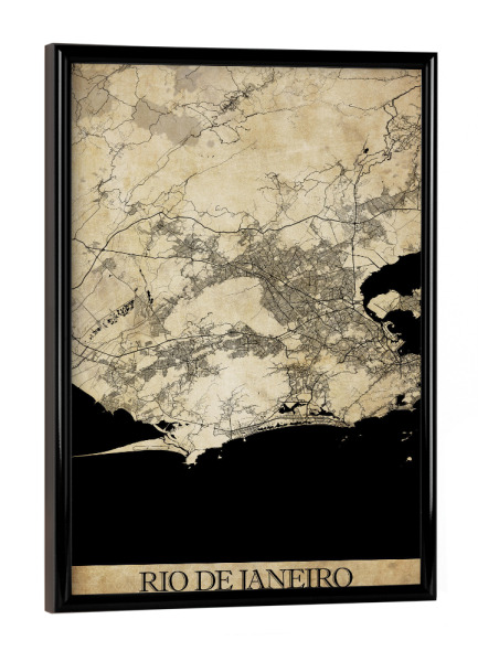 Poster mit schwarzem Rahmen "Rio de Janeiro Vintage City" artboxONE - Städte / Rio de Janeiro,Kartografie