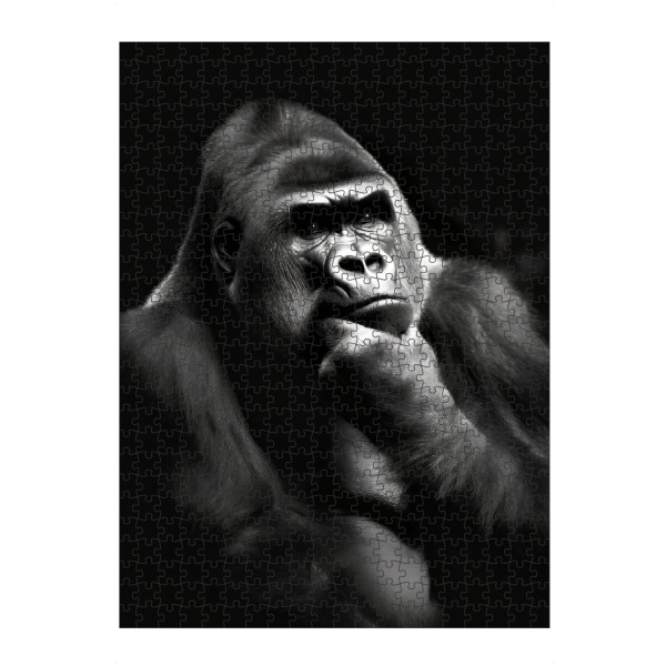 artboxONE Puzzle "Nachdenklicher Gorilla" artboxONE - Tiere,Schwarzweiß - Natur,Afrika,Gorillas,Dschungel,Erde,Affen,Primärwald,Schwarz