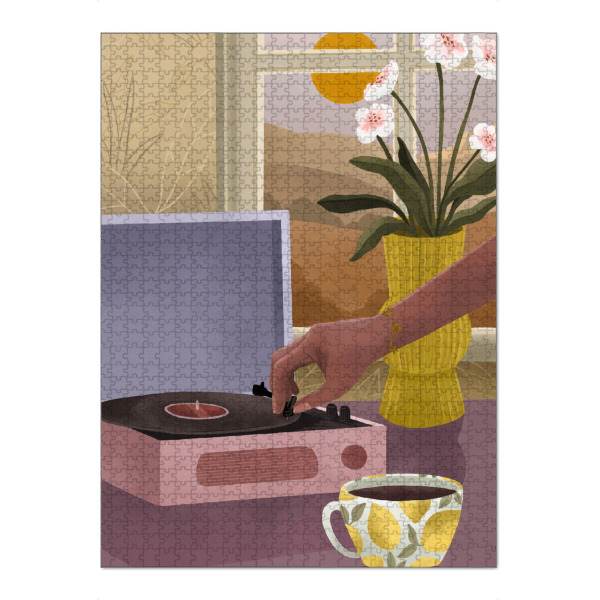 Puzzle Ravensburger "Spiel es nochmal" artboxONE - Essen & Trinken,Menschen,Musik - Plattenspieler,Musik,Kaffee,Zuhause - Bild plattenspieler