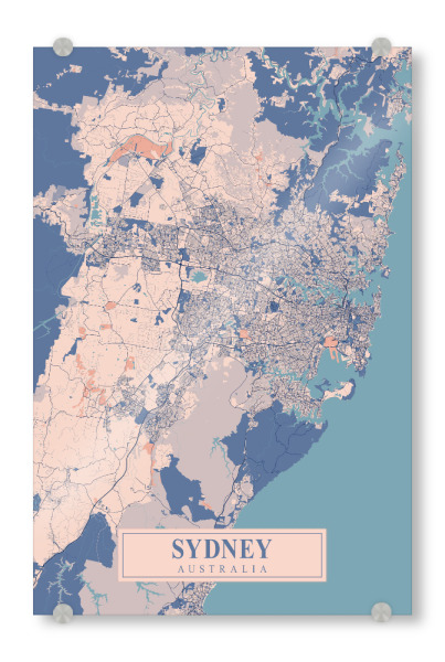 Acrylglasbild "Sydney Stadtplan" artboxONE - Städte / Sydney,Kartografie
